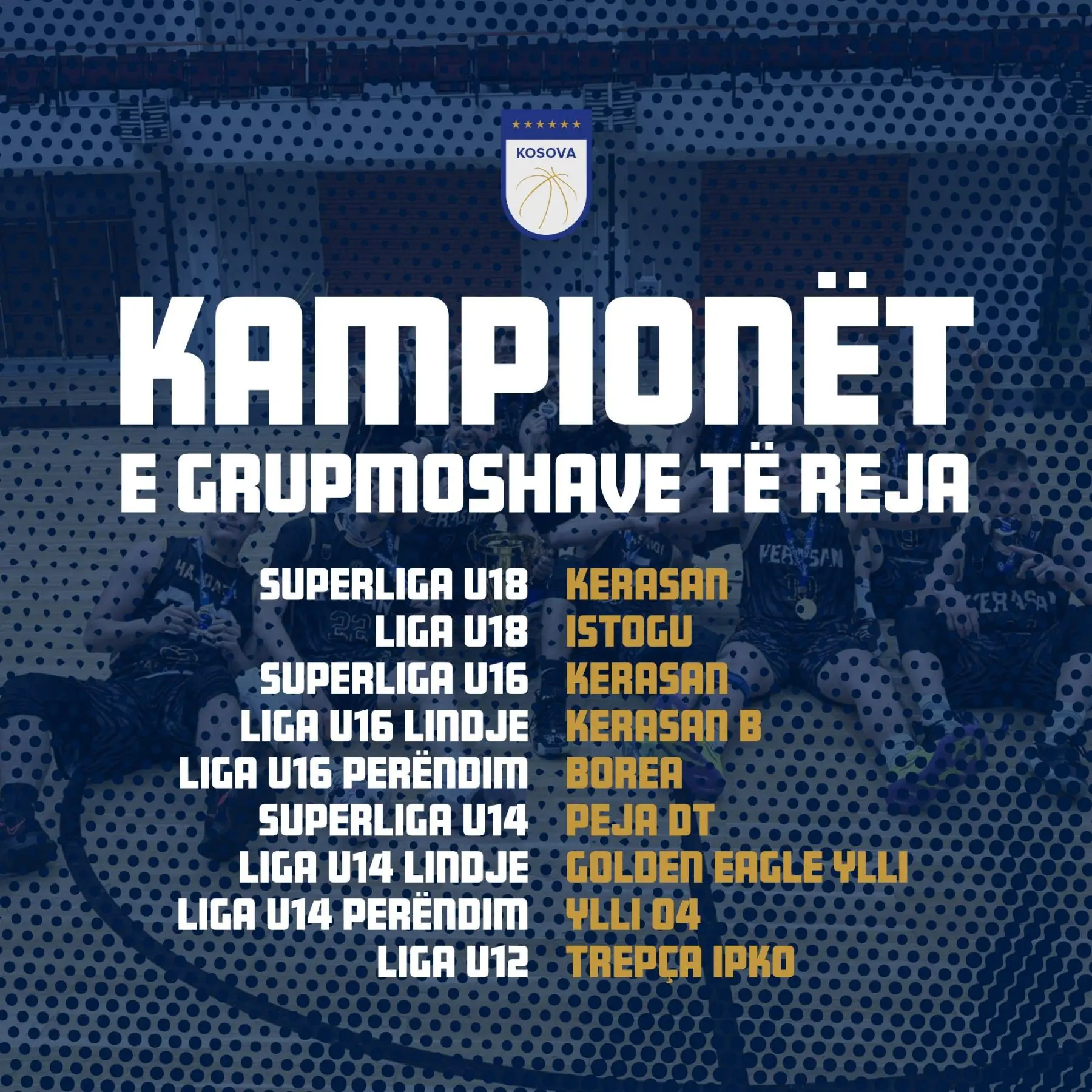 Kampionët e Kosovës te meshkujt